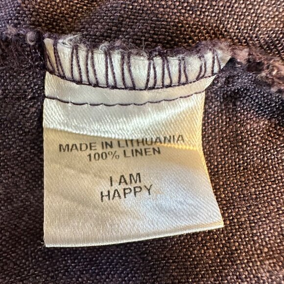 Flax Womens Eggplant 100% Linen Relaxed Scoop Neck Short Sleeve Tunic Dress M - Picture 7 of 10